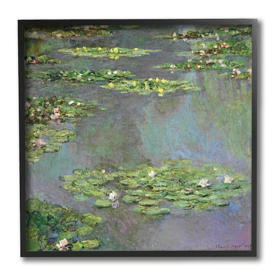 Stupell Industries Close up Water Lily Pond Traditional Painting,12" x 12"